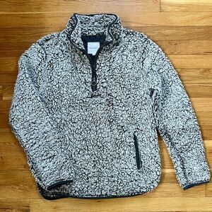Thread & Supply Cozy Sherpa Half-Zip Pullover Cream with Charcoal Trim